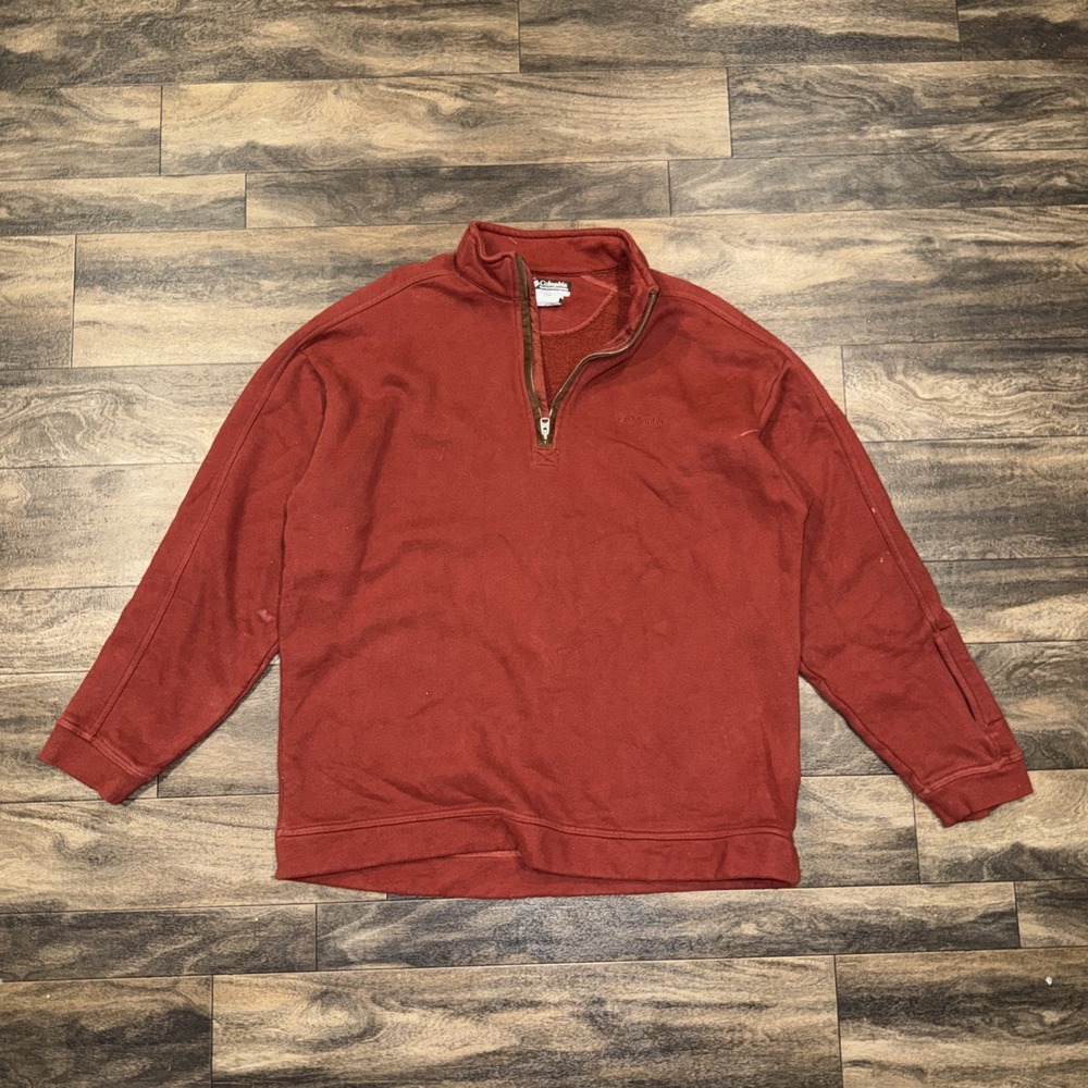 Columbia 1/4 Zip Pullover Long-Sleeve Sweater Men's Size XXL Dark Red Outdoor